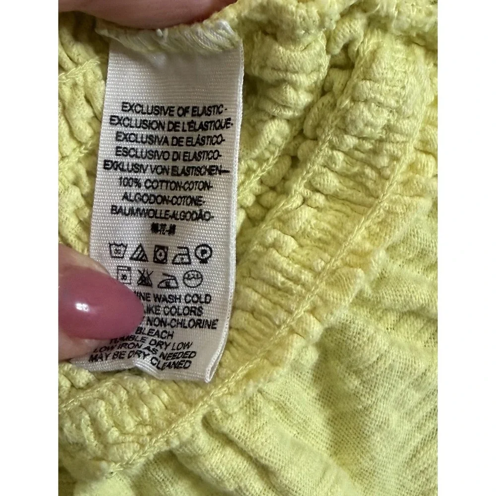 Free People Women's Yellow Smocked Tube‎ Top Summer Shirt Large L